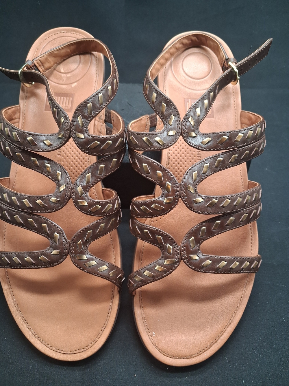 Fitflop Brown Strappy Sandals with Tan Footbed
